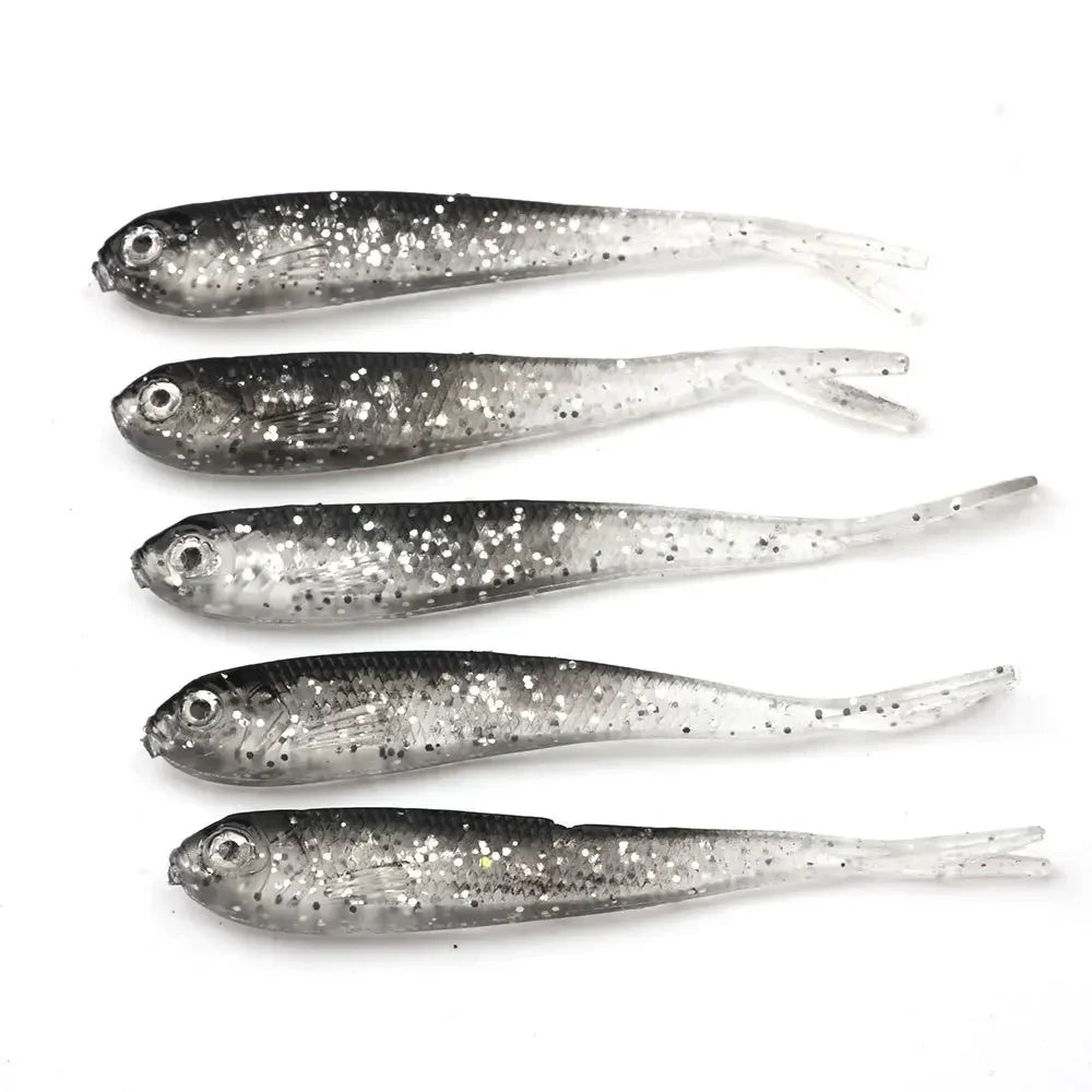 5PCS 6G/7CM Soft Lure Split Tail Lead Fish Swimbaits with Hooks for Saltwater