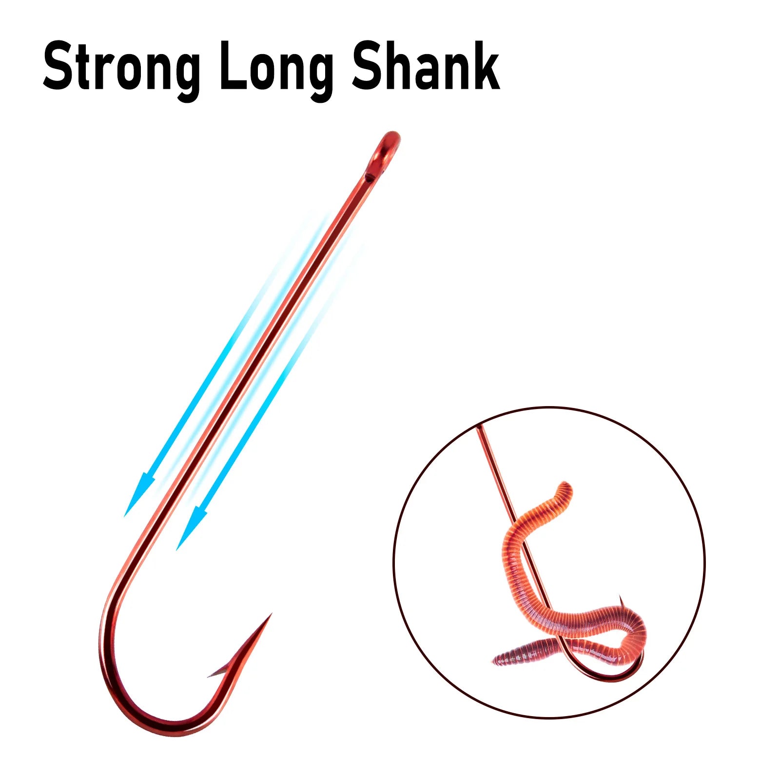 50/100PCS Red Extra Long Shank Aberdeen Live Bait Fishing Hooks