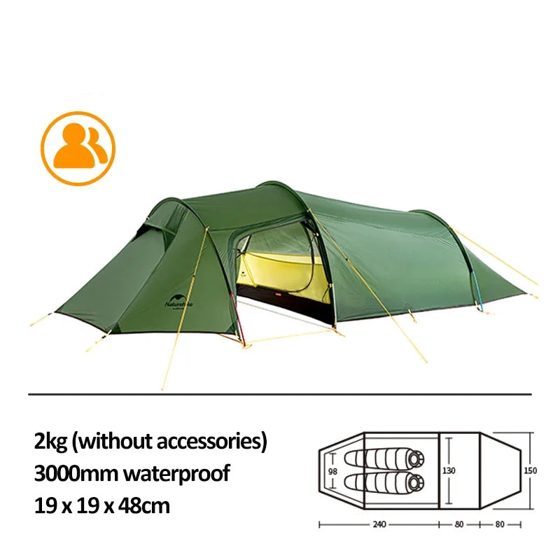 NATUREHIKE Opalus 2-4 Person 4-Season Tent – Ultralight Waterproof Camping Tent for Hiking & Travel