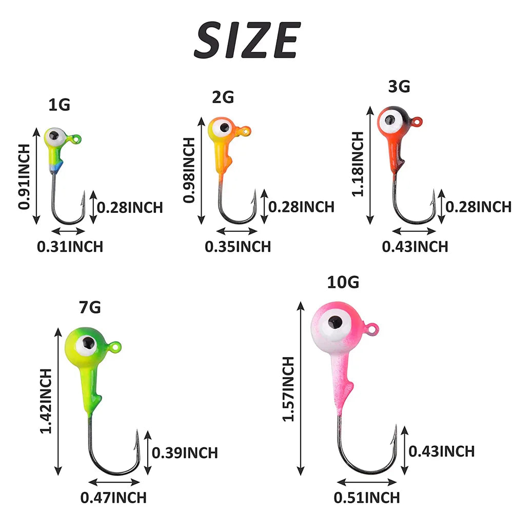 30–80PCS Jig Head Hooks – Barbed Crank Hooks for Ocean Boat Fishing