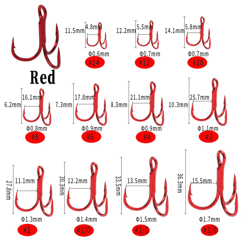10PCS Luminous Fishing Treble Hooks – Sharp Barbed Triple Hooks for Sea & Freshwater Fishing
