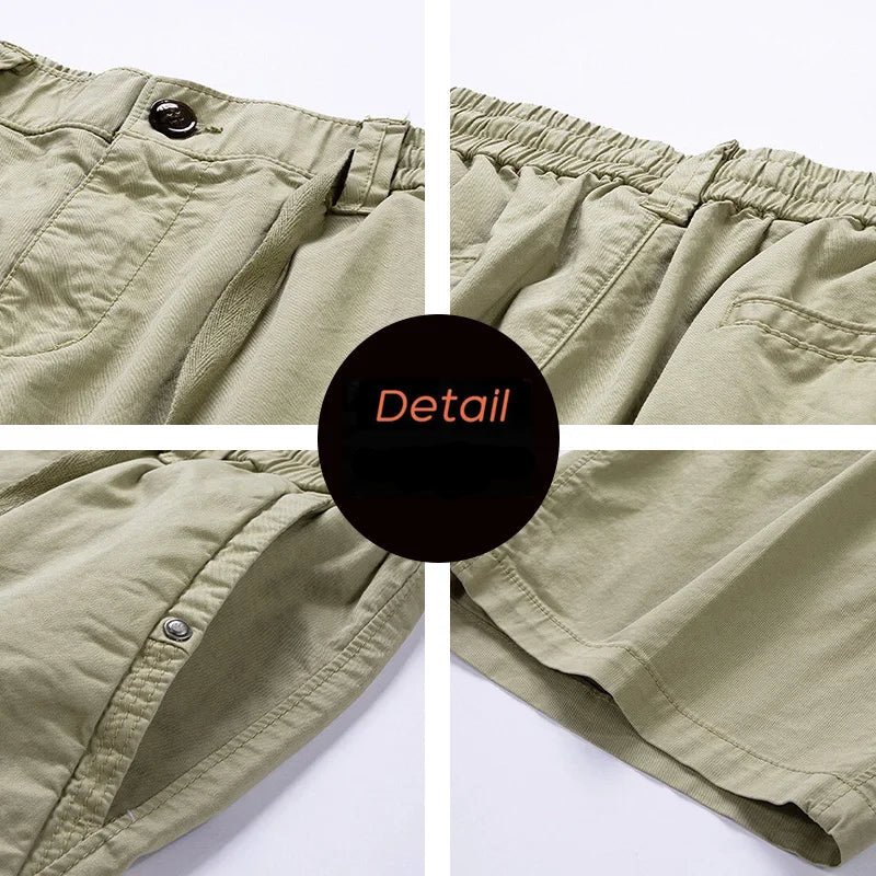 TAUVSEDI Men’s Cotton Cargo Shorts – Summer Jogger Bermuda Beach Shorts with Drawstring