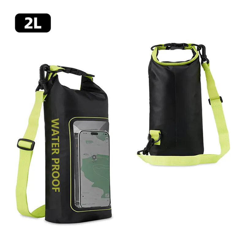2L PVC Waterproof Dry Bag with Touch Screen Shoulder Strap