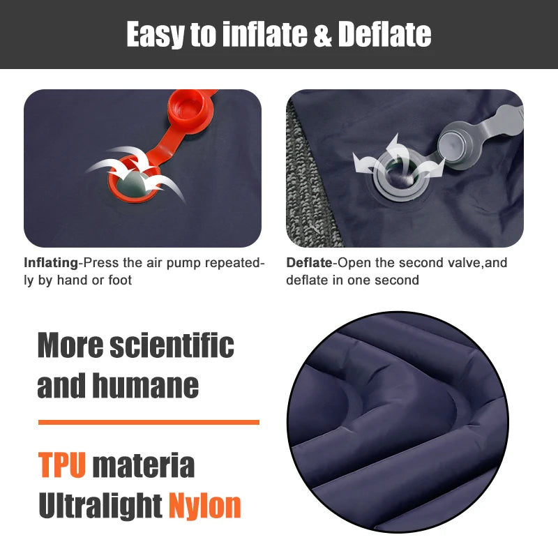 PACOONE Ultralight Inflatable Waterproof Sleep Pad with Built-in Pump & Pillow