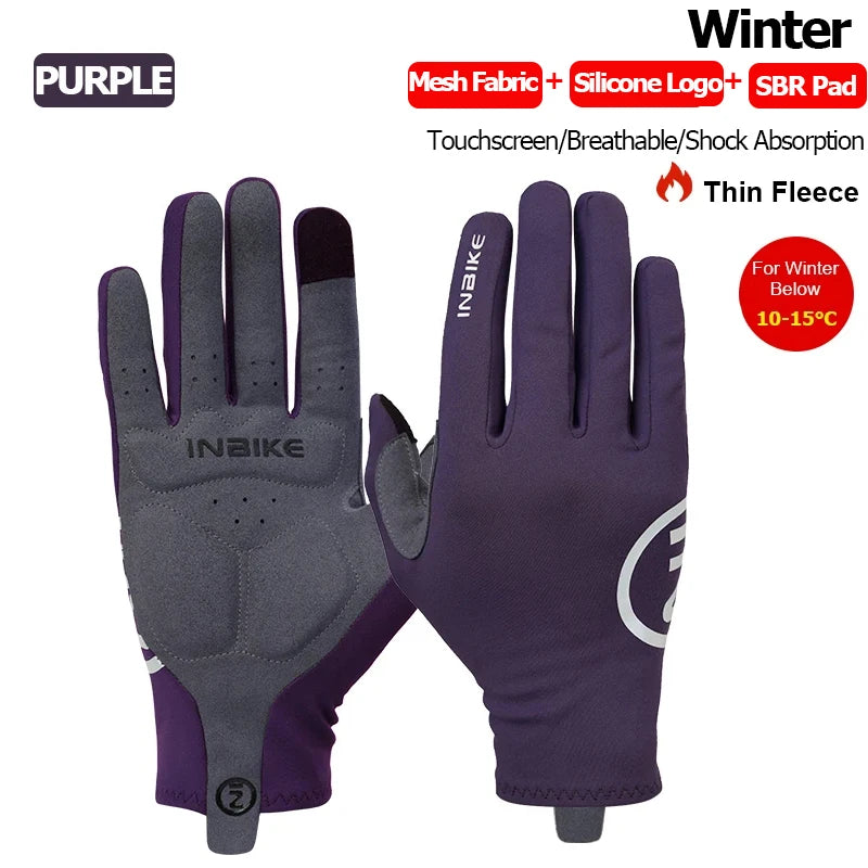 Full Finger Fleece Cycling Gloves with Gel Grip and Touchscreen