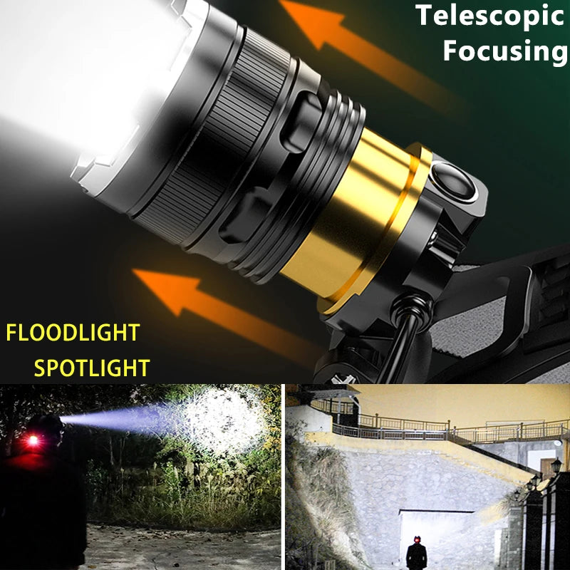 20000LM Zoom Headlamp – XHP90 Rechargeable Torch Light