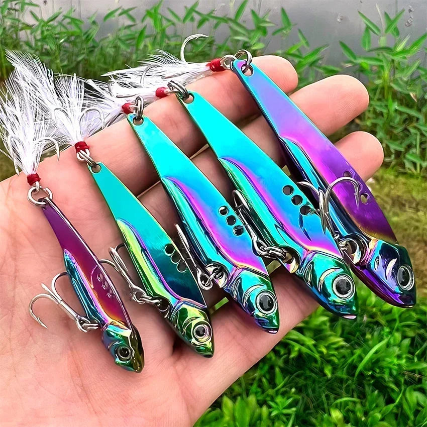 5PCS Metal Vib Blade Lure Set – Sinking Spinner Vibration Baits for Predatory Fish