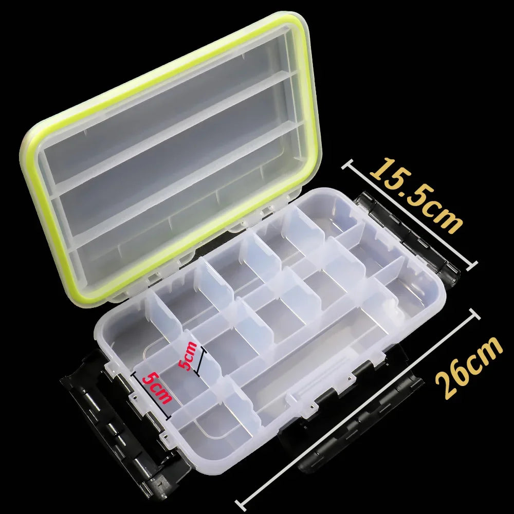 Waterproof Tackle Box with Adjustable Compartments & Clear Lid