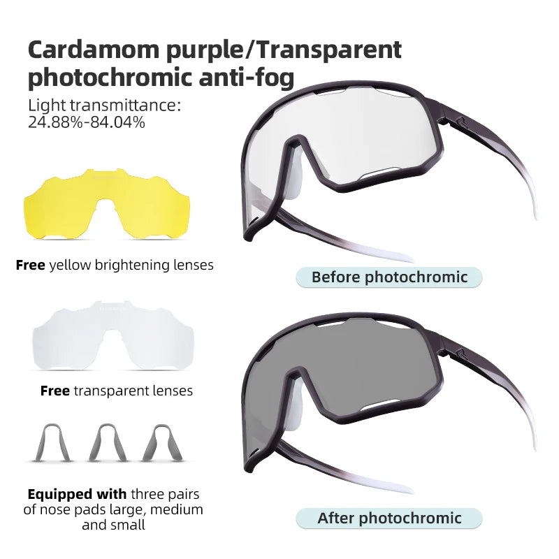 Photochromic Polarised Cycling Glasses with Interchangeable Lenses
