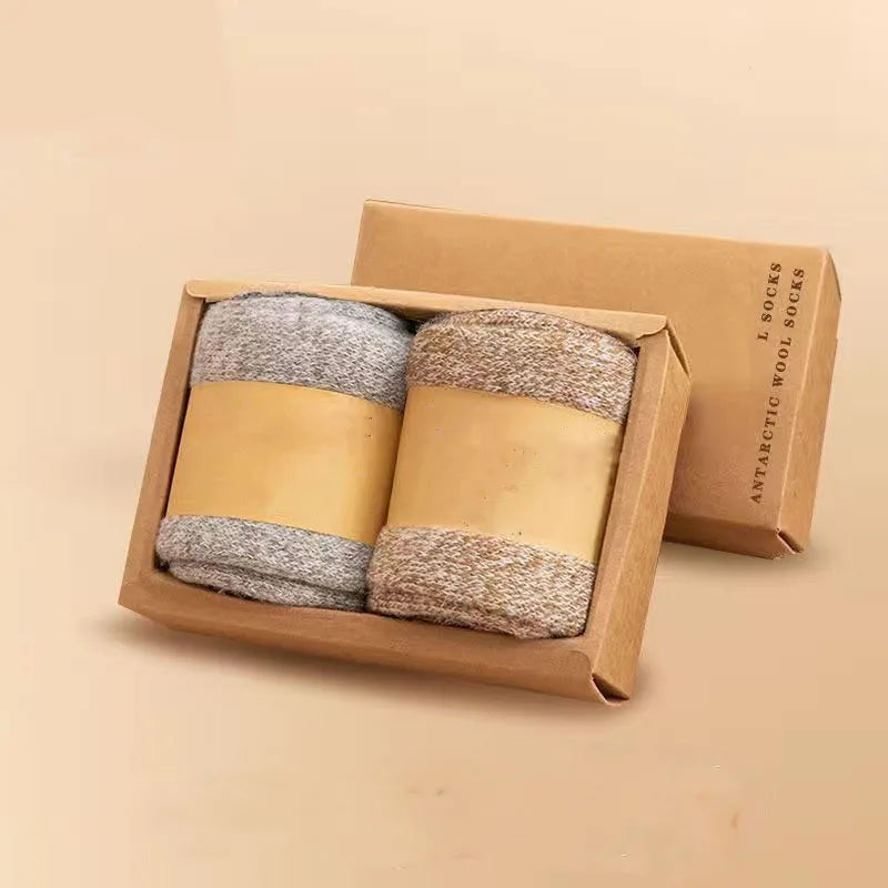 2 Pairs Merino Wool Socks – Thick Mid-Leg Winter Socks for Men