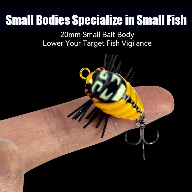 LEYDUN MicroBug Insect Fishing Lure – 20mm 1.4g & 30mm 3.5g Topwater Floating Bait Wobbler