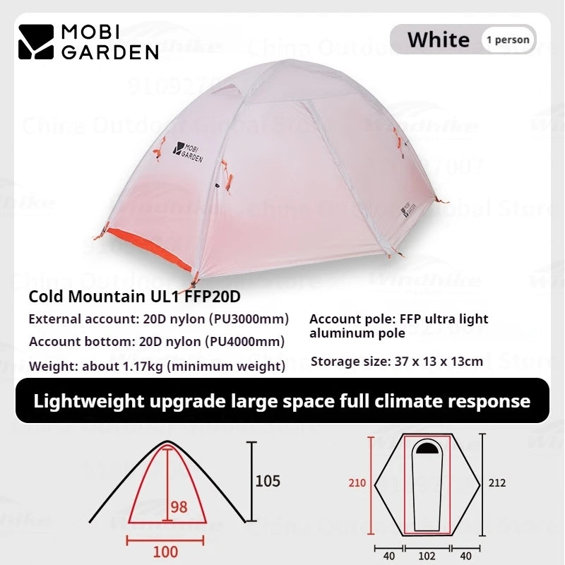 Ultralight Tent for 1-3 Person Camping – Waterproof, Windproof, Backpack Tent