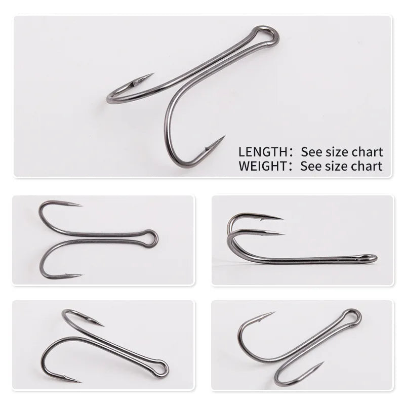 10PCS 50PCS 100PCS Long Shank Double Hook – Weedless Duple Hooks For Jigs & Soft Lures
