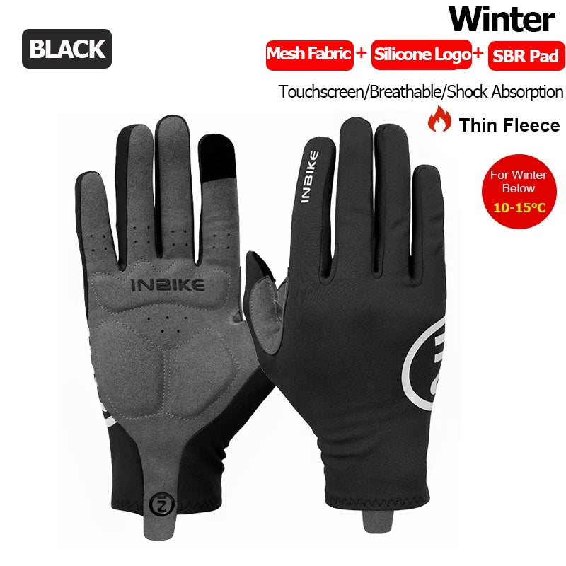 Full Finger Fleece Cycling Gloves with Gel Grip and Touchscreen