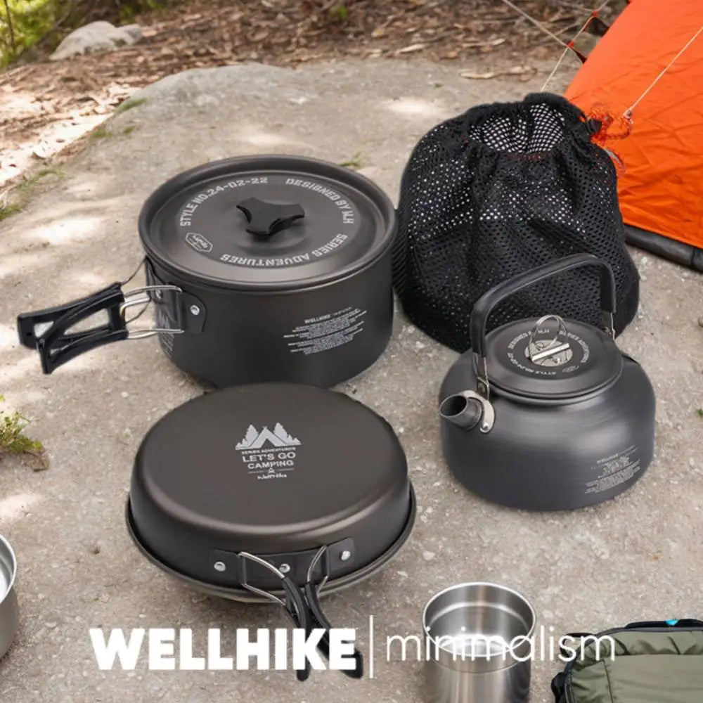 Camping Cookware Set with Kettle, Frying Pan & Pot – 3PCS Kit