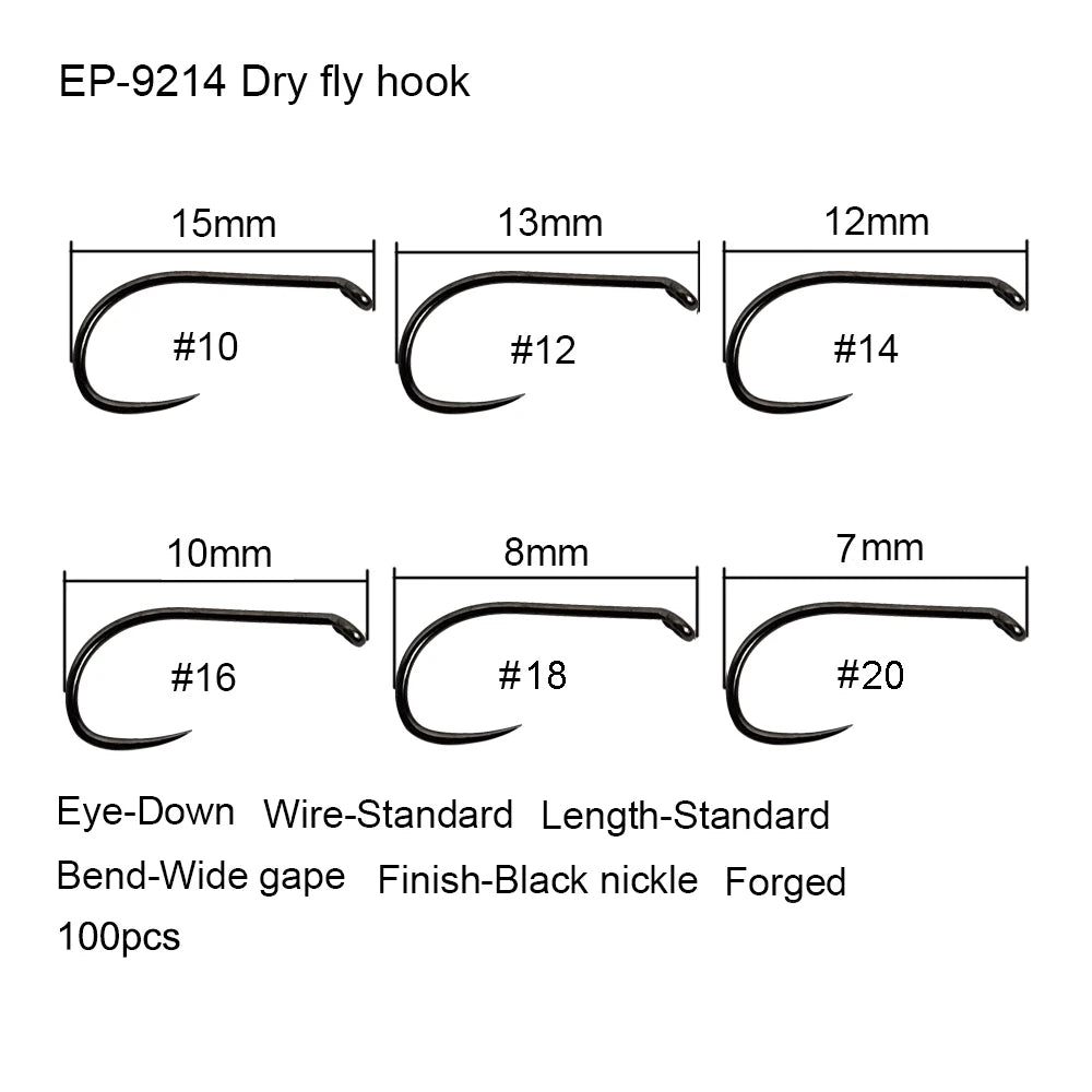 50PCS Competition Barbless Fly Fishing Hooks – Black Nickel