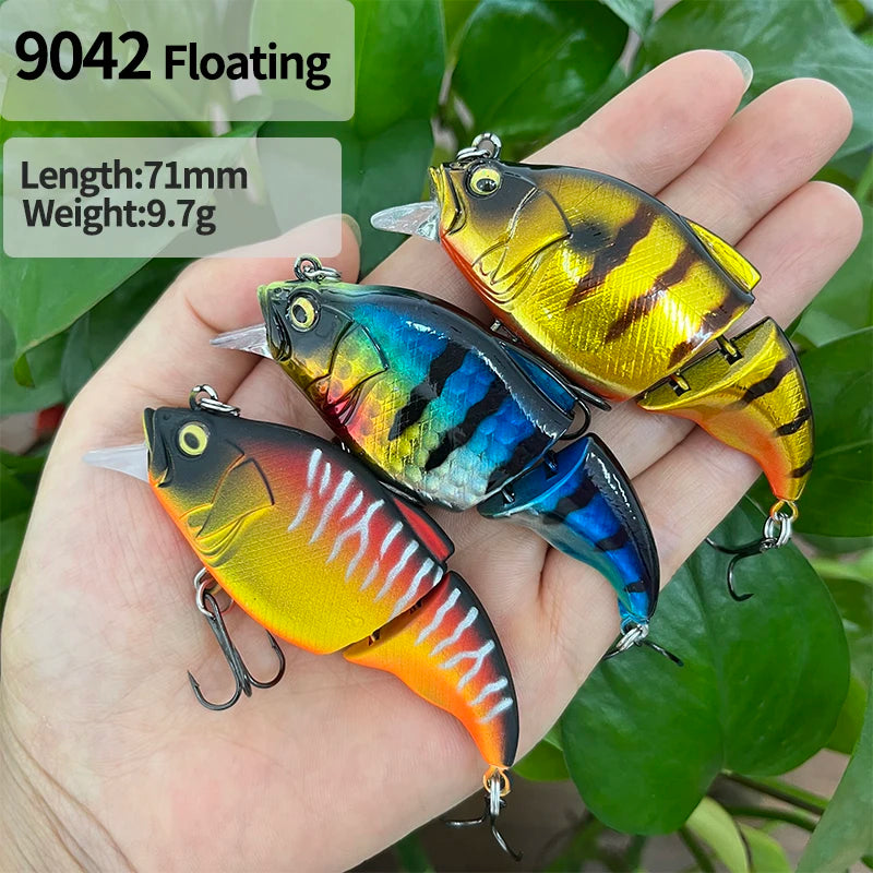 71MM Floating Minnow Rattle Lure – 2-Segment Swimbait for Groper Fishing