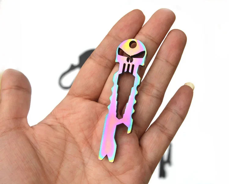 Stainless Steel Skull Crowbar Keychain – Everyday Carry Multi-Tool with Bottle Opener