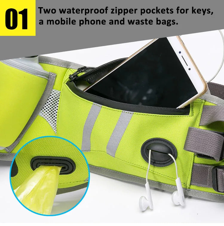 Hands-Free Dog Walking Belt with Water Bottle Holder