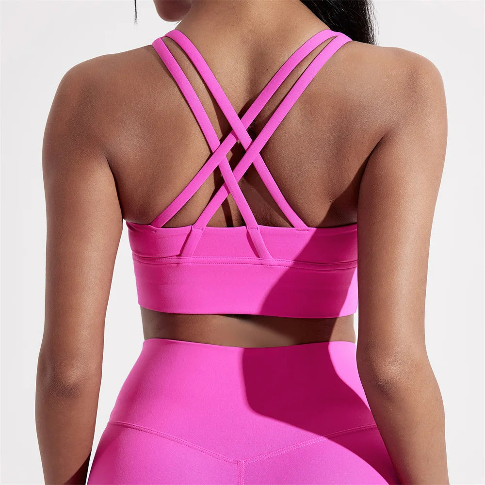 Women's Cross Back Fitness Bra – High Strength Sports Top For Yoga & Gym