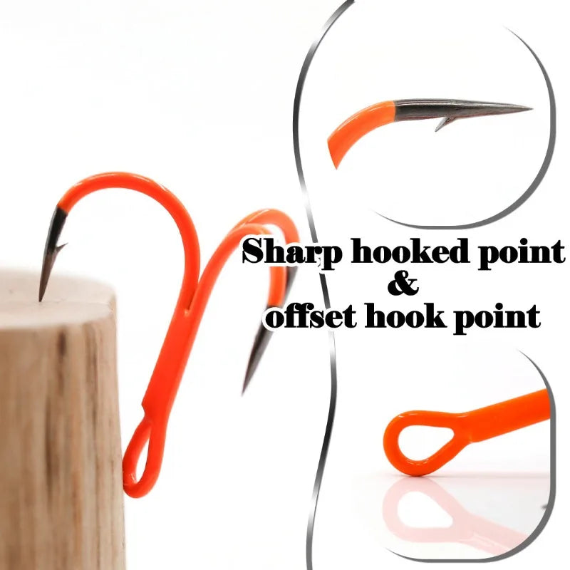 10PCS UV Treble Hooks – Strong High Carbon Steel Triple Hooks for Deep Freshwater Fishing