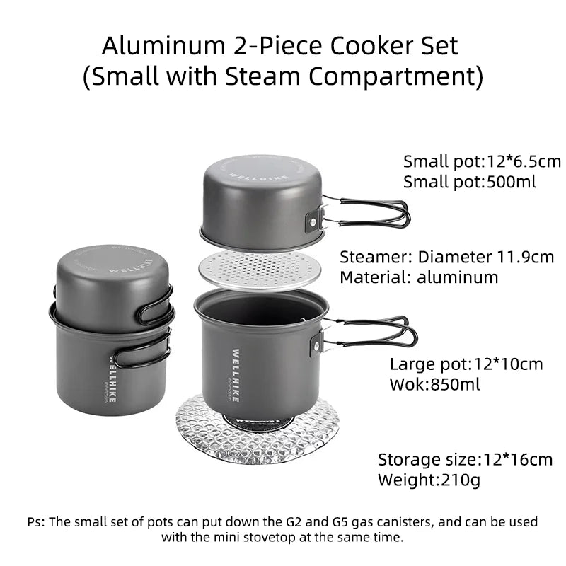 WELLHIKE Ultralight Camping Cookware Set – Portable 1-Person Pot & Lid for Hiking & Outdoors