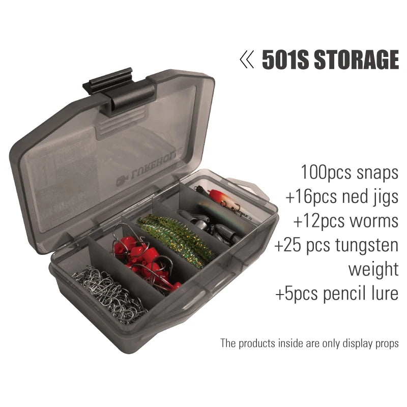 Compact Fishing Tackle Box with Clear Lid and Snap-Lock Latch