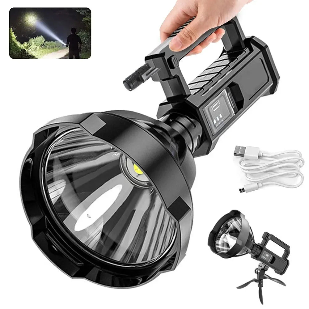 High Power LED Flashlight – Waterproof USB Rechargeable Camping Spotlight Lantern