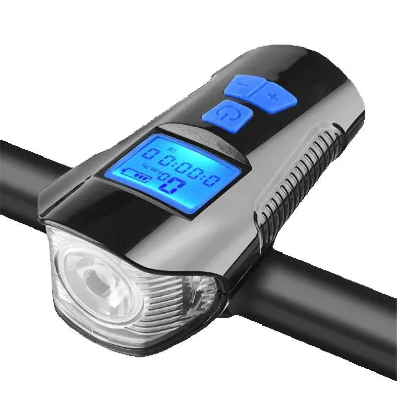 USB Rechargeable Bike Light with Horn and LCD Speed Display