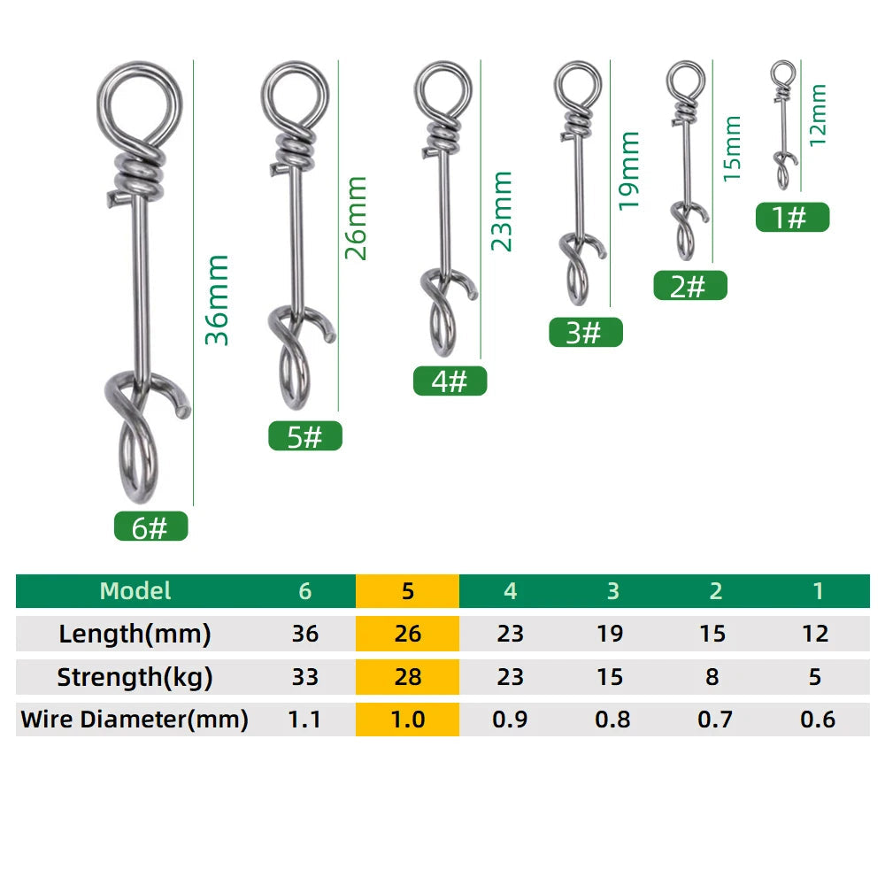 50/100PCS Quick Lock Snaps – Stainless Fishing Connectors