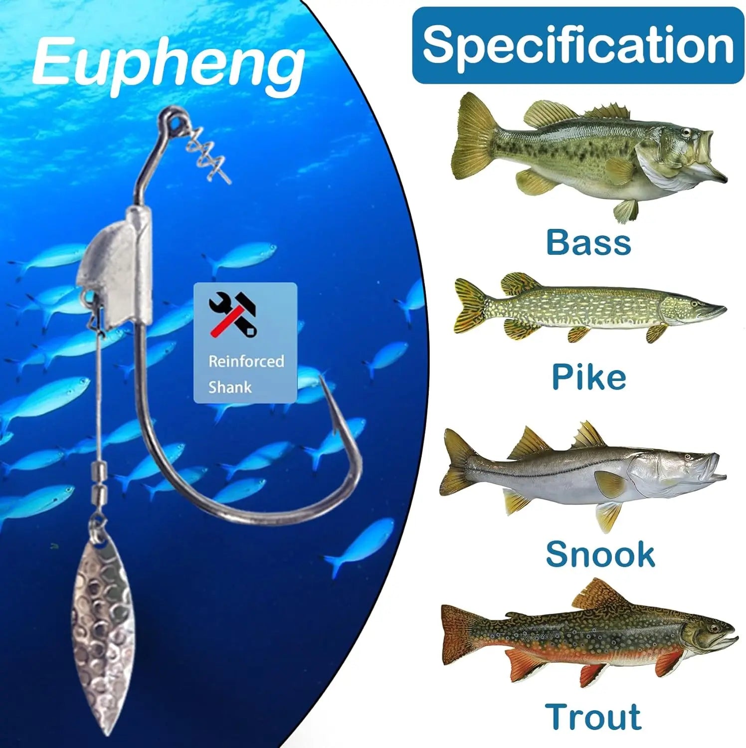 5PCS Weighted Swimbait Hooks – Weedless Twist Lock Hooks for Lake Fishing