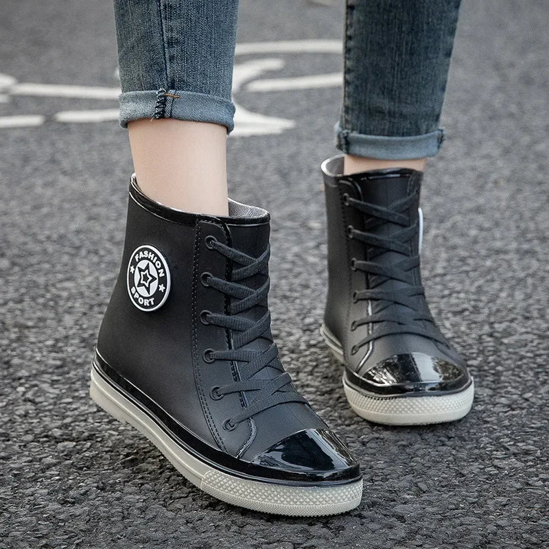 Women’s Slip-On Waterproof Ankle Rain Boots for Dog Walks & Urban Fishing