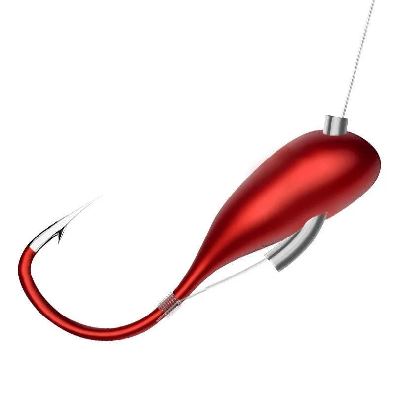 10/20/30PCS Fishing Barbed Hooks with Red Worm Overturned Jig Head
