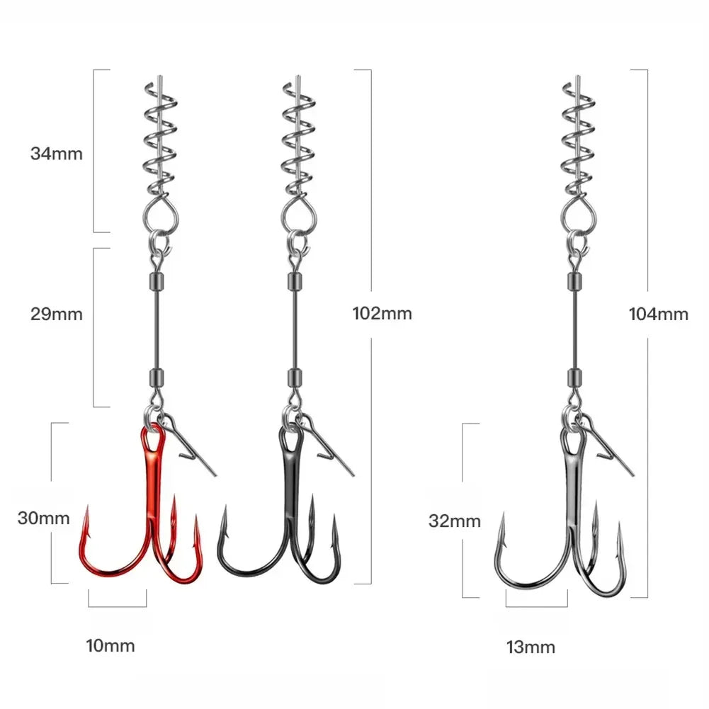3PCS Fishing Treble Hooks with Twist Lock – High Carbon Steel Hooks for Soft Lures