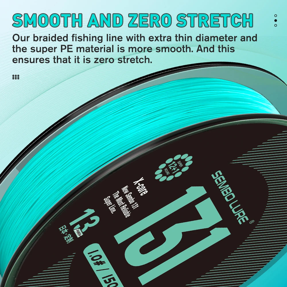 Sembo 13 Strands Braided Fishing Line – Ultra-Strong, Thin, and Abrasion-Resistant