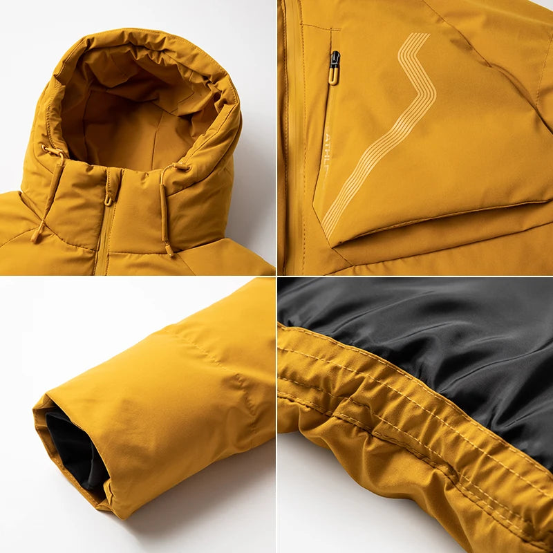 TAUVSEDI Men’s Winter Hooded Windproof Jacket – Thick Outdoor Casual Parka Coat
