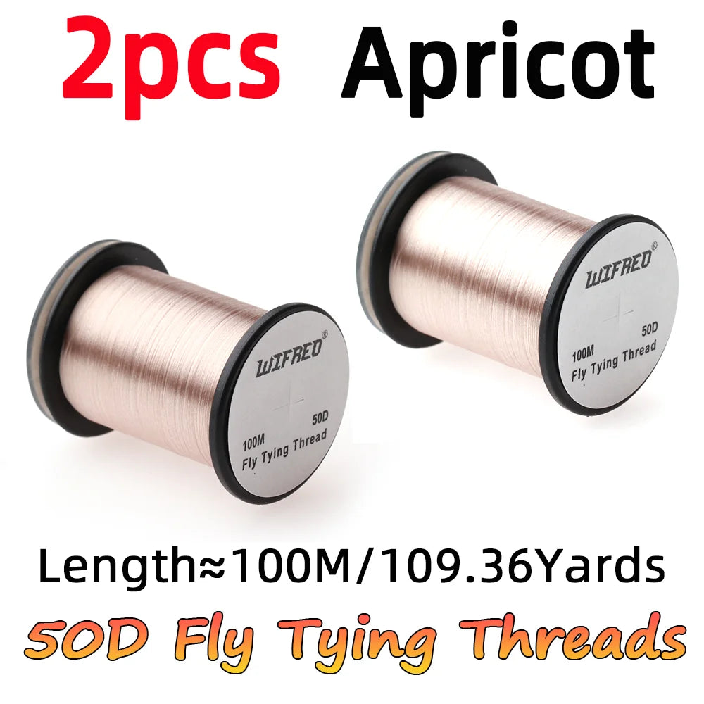 WIFREO 50D Fly Tying Thread 2pcs – Nylon Floss for Midge, Nymph & Trout Fly Lures