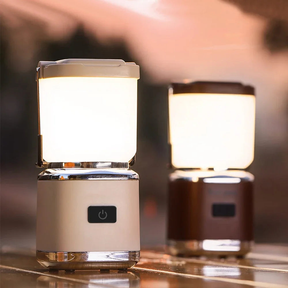 Retro Rechargeable Camping Lantern with Multi-Mode LED Lighting