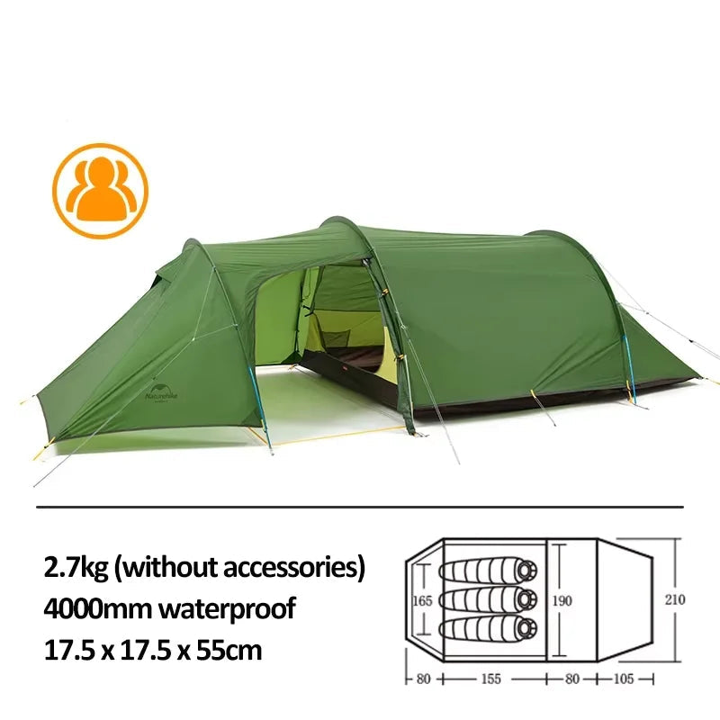 NATUREHIKE Opalus 2-4 Person 4-Season Tent – Ultralight Waterproof Camping Tent for Hiking & Travel