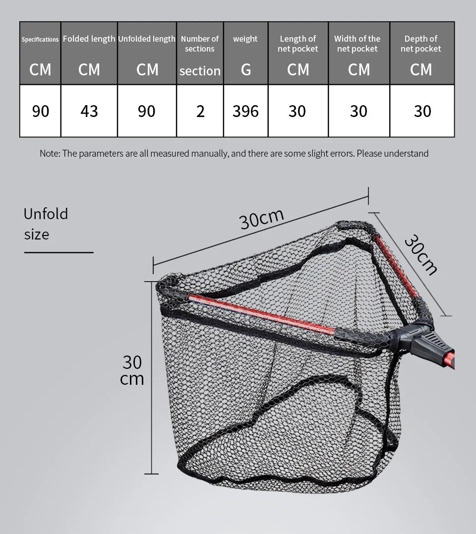 LINNHUE 90cm Foldable Telescopic Fishing Landing Net – Lightweight Aluminium Alloy Handle