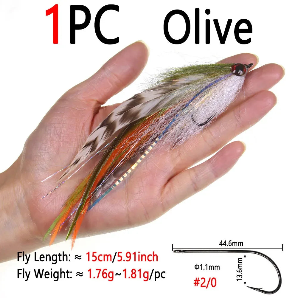 1.8G 15CM Big Streamer Baitfish Fly With 3D Fish Eyes for Trout