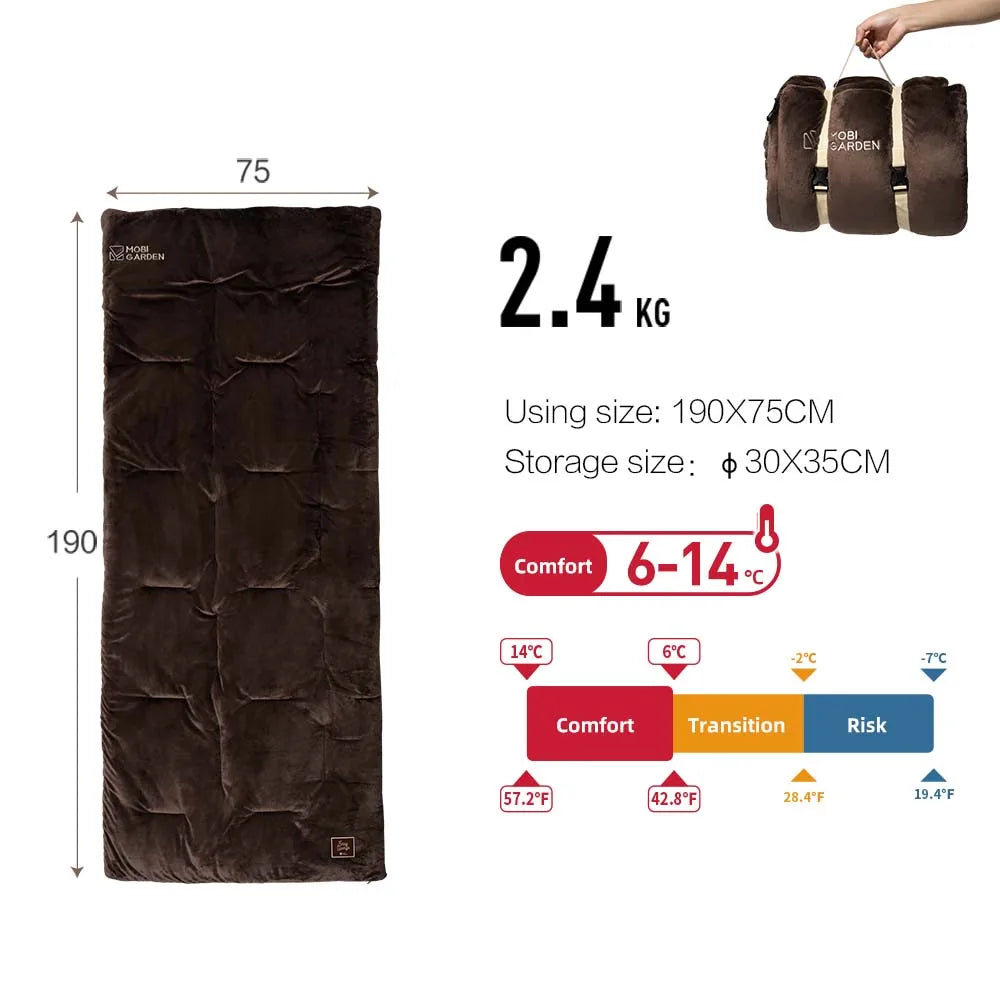 MOBI GARDEN Velvet Camping Sleeping Bag – Warm & Portable Glamping Sleep Solution