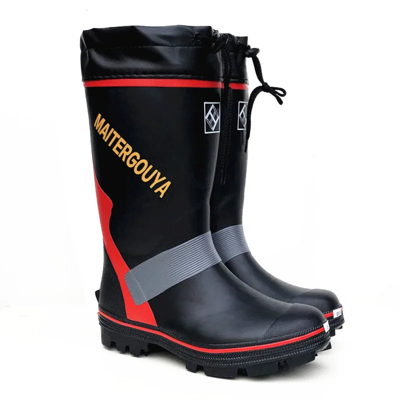 Waterproof Fishing & Hunting Boots – High-Top Rubber Gumboots with Steel Spike Sole