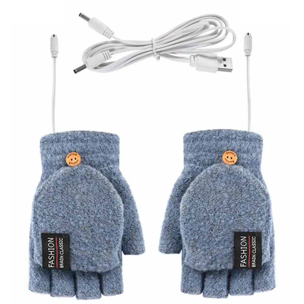 Winter Half-Finger Usb Heating Gloves – Double-Sided Heated Mittens for Skiing & Winter Outdoors