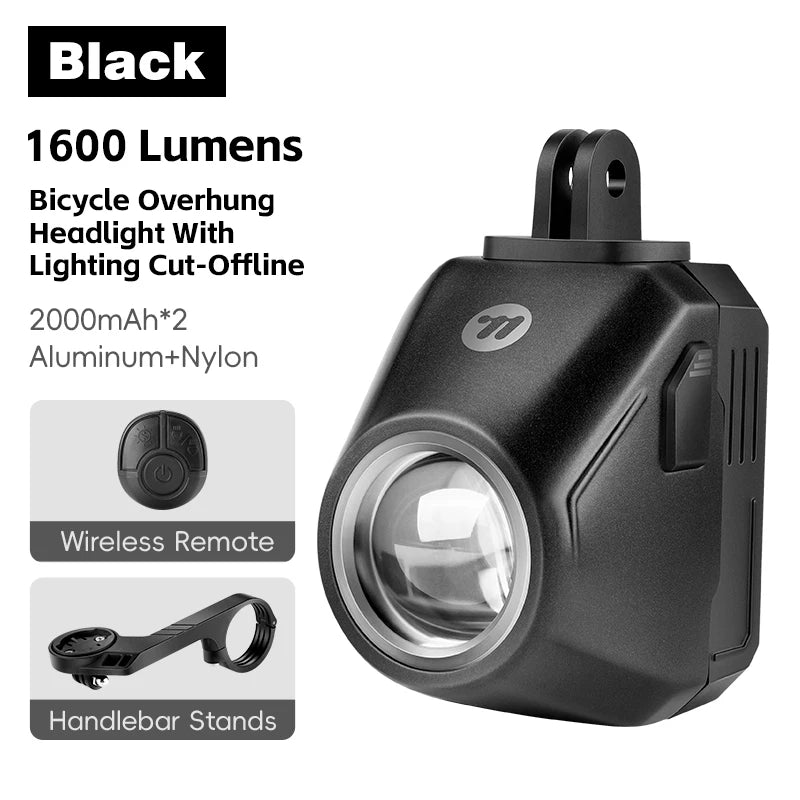 1600 Lumen Bike Headlight with Wireless Remote and Lock Mode