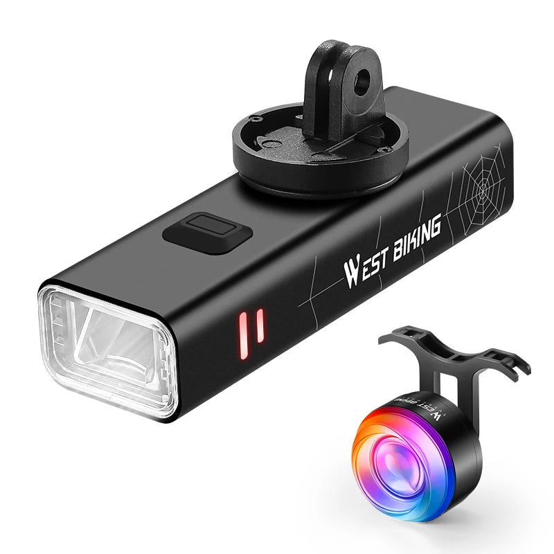 Bike Light Set with Spiderweb Headlamp and Smart Brake Tail Light