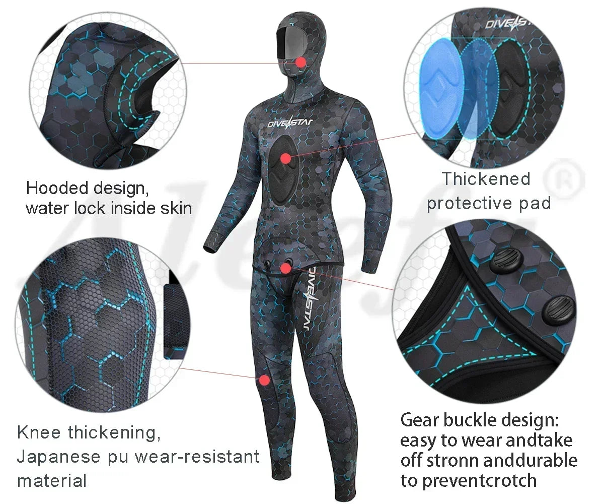 Titanium Coated 3MM/5MM Neoprene Wetsuit – Spearfishing & Freediving Two-Piece Set