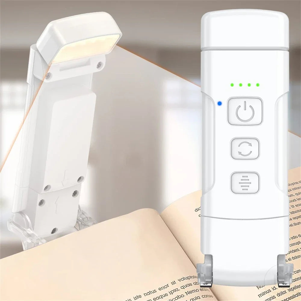 USB Clip-On Book Light – Timer, 3 Colours, 5 Brightness Modes