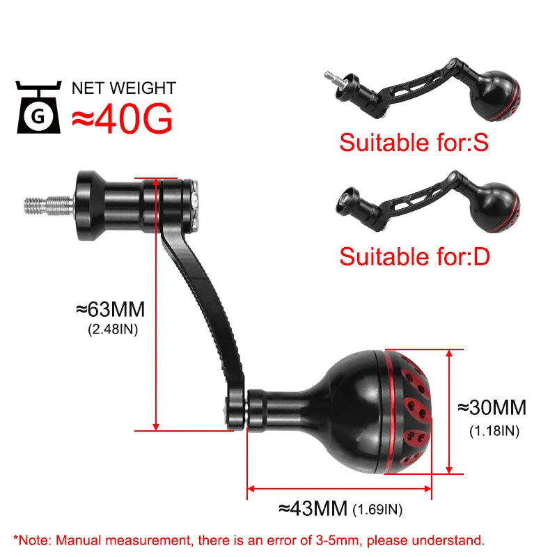 63MM Aluminium Alloy Reel Handle & Knob – For Spinning Reels
