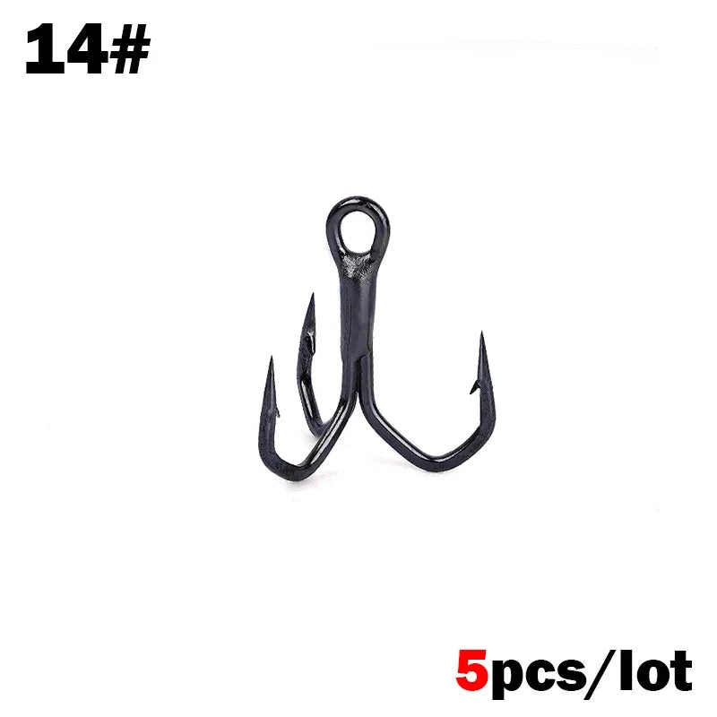 OUTKIT High-Quality 5PCS Treble Hooks Box – 4X Strengthened Steel Alloy Sharp Fishing Hooks